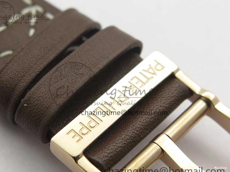 MIROTIME 0427 ZipUp Calatrava 5524R Pilot Travel Time RG GRF Brown Dial on Brown Leather Strap A324 V 7110